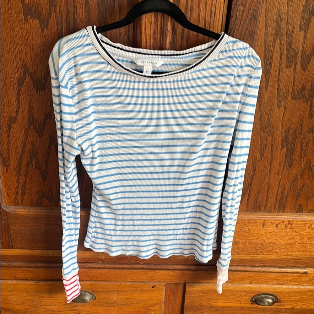 Striped Long Sleeve Top - Blue and Red